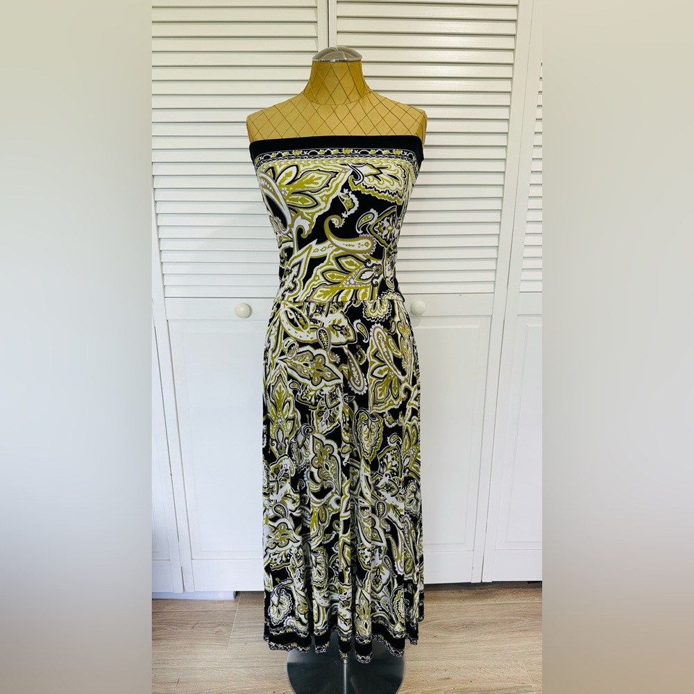 INC International Concepts Black and Yellow Strapless Sundress
